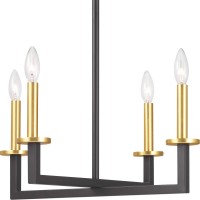 Satin Brass candles And Iron Frames Four-Light Chandelier For Modern And Transitional Interiors