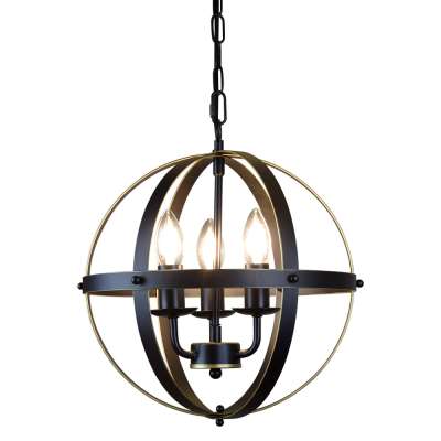 Depuley decorative industrial designer round iron ceiling mount chandelier pendant hanging lighting