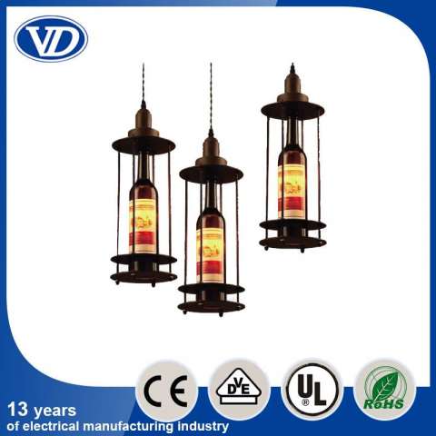 Retro Wine Bottle Chandelier Iron Industrial Creative Pendant Light